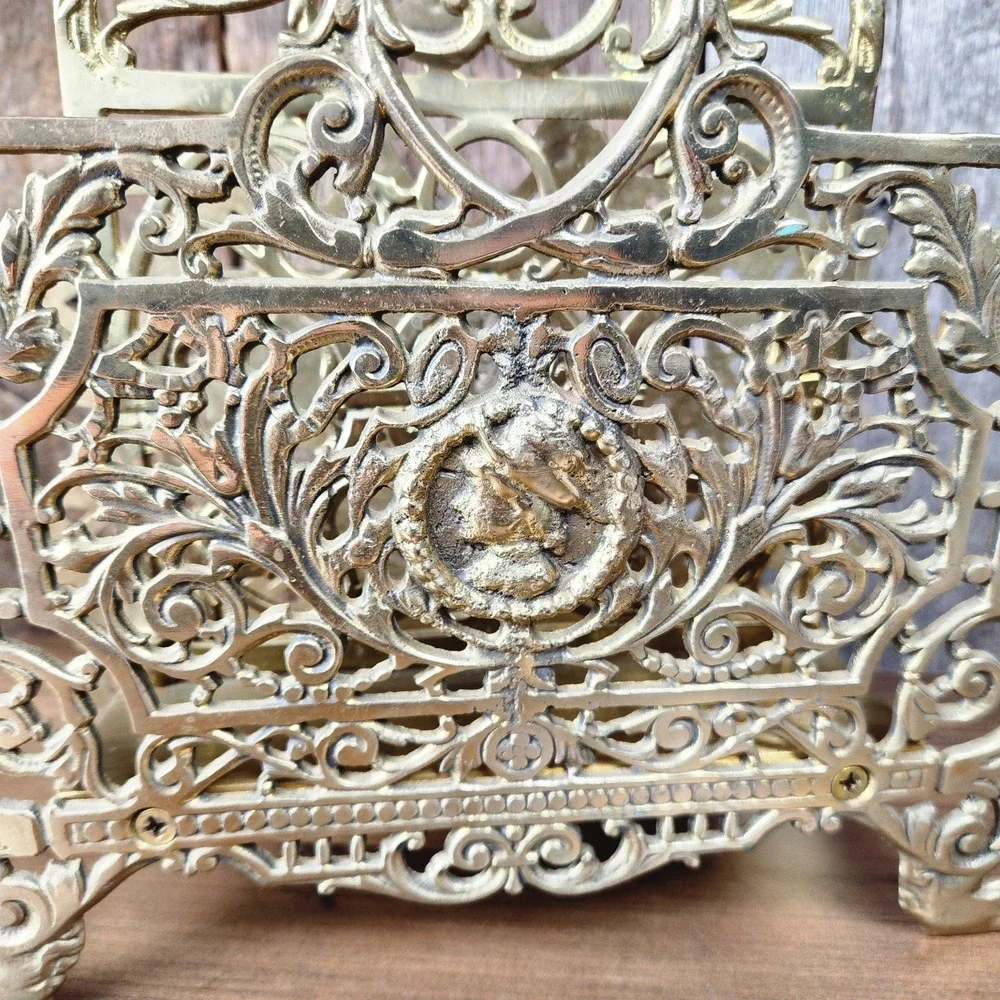 Antique Brass 1870s Cameo Bradley & Hubbard #3572 Desk Letter Organizer